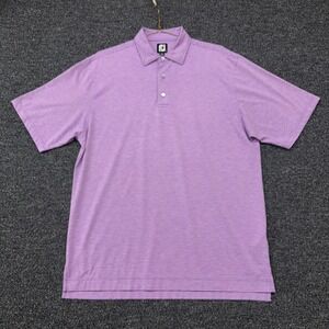 FootJoy Mens Large Purple Striped Performance Golf Polo Shirt Short Sleeve FJ